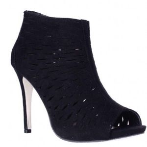 Madden Girl black suede rockella high heel booties